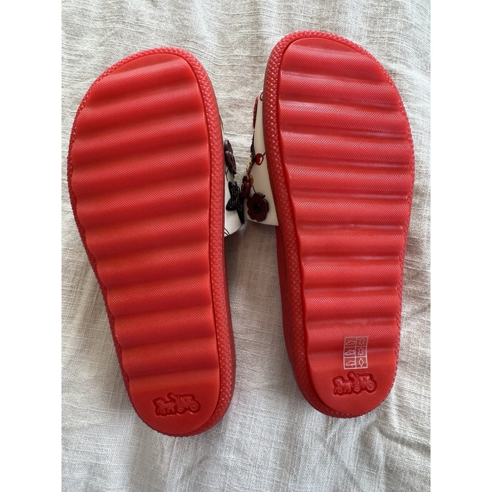 Coach Embroidered Slides Sandals Sz 5 Cherry Flowers Stars Sequins Glam Whimsy - Picture 5 of 6